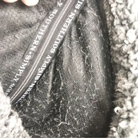 SIMPLY SOUTHERN | Teddy Full Zip Jacket Fluffy Gray & Black Mix Women’s Size XL - Picture 7 of 11
